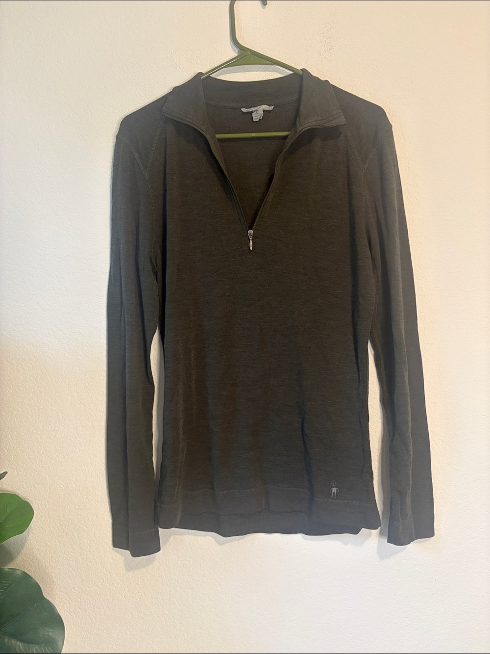 Smartwool Classic thermal merino Quarter-Zip base layer top large gray